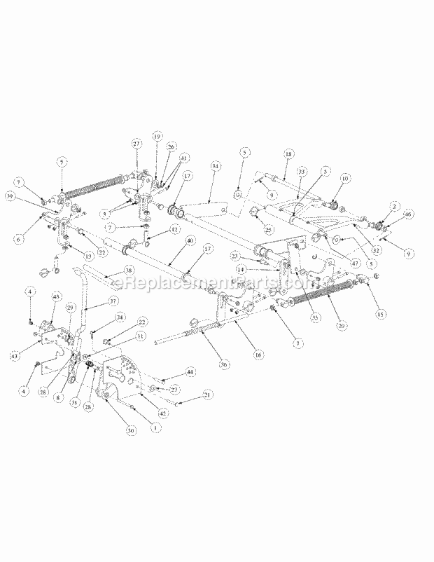 Lift Assembly Diagram and Parts List for M54-KW 53CB5DBW750-23HP-OHV Cub Cadet Lawn Tractor